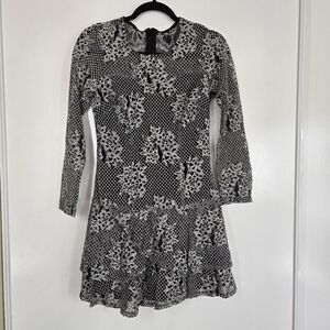 Kut from the cloth Black And White Lace Mini Tiered Dress Womens Size 4 Floral‎